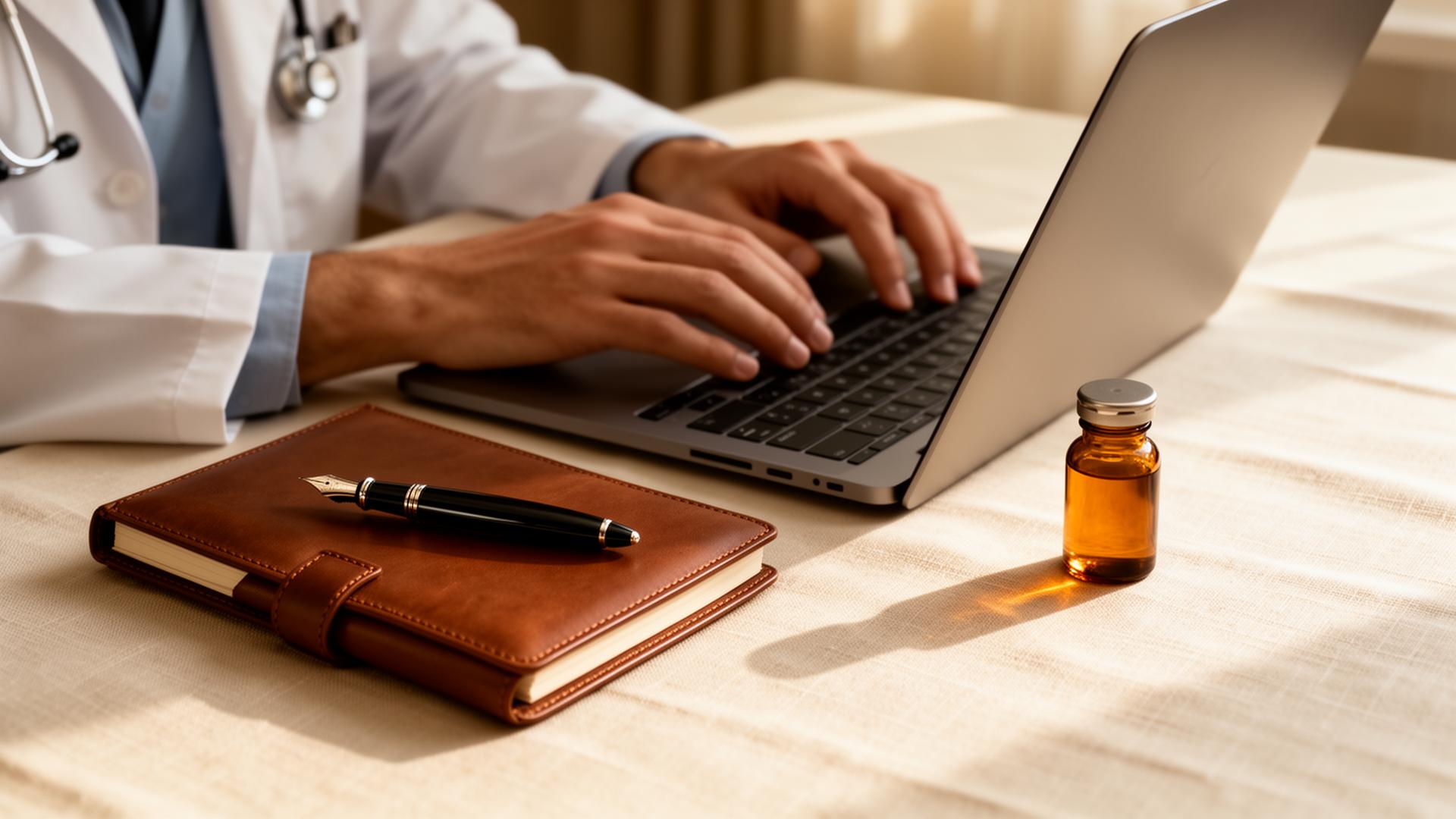 LONVÉ physician reviewing patient diagnostics on a laptop