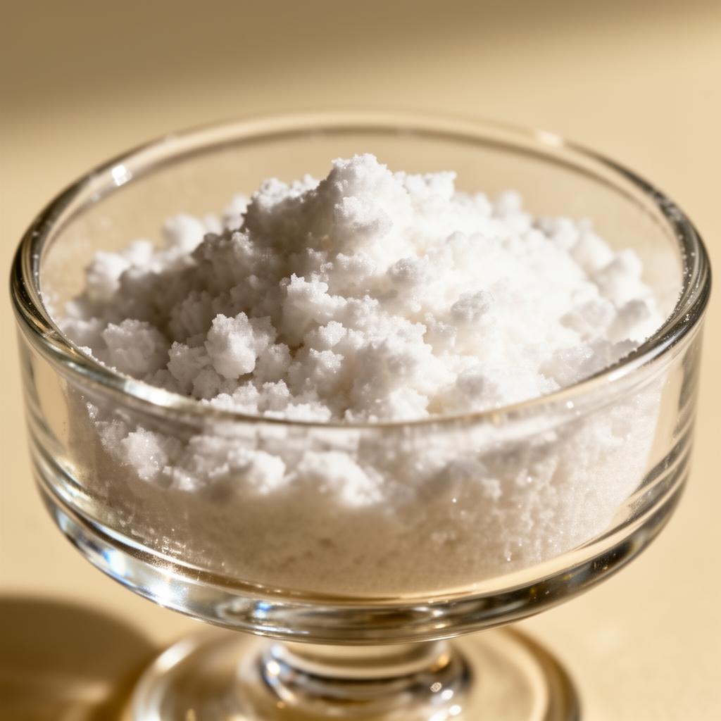 Lyophilized peptide powder in apothecary dish